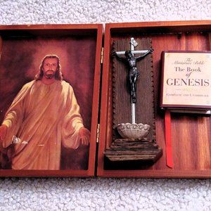 Holy Bible “The Book of GENESES” Miniature + Holy Bible Wood Box & Crucifix